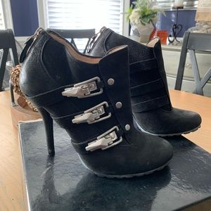 Black buckle booties
